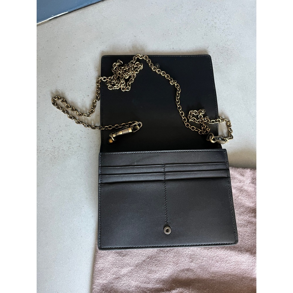 Bottega Veneta Card Holder Bag Black White Intrecciato Leather Crossbody Clutch - Picture 6 of 14